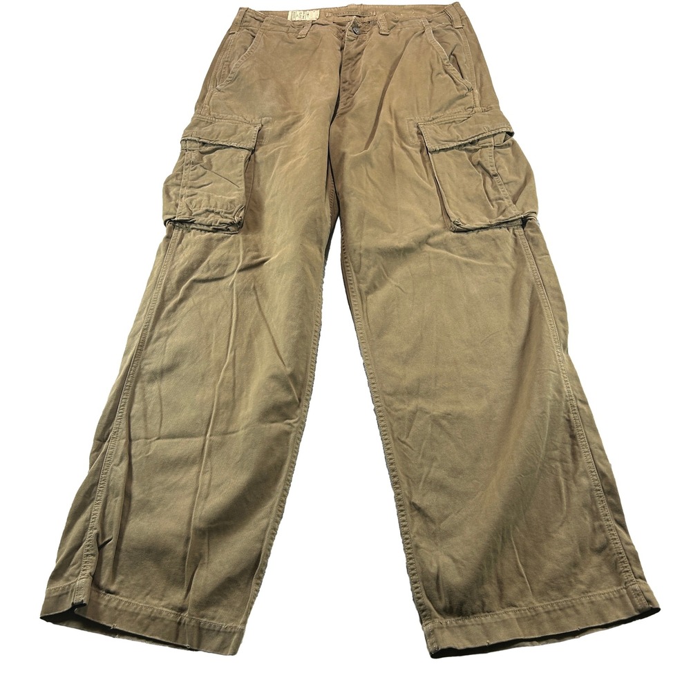 American Eagle Cargo Pants Mens 34x32 Brown Relaxed Wide Leg 10.5"  Utility
